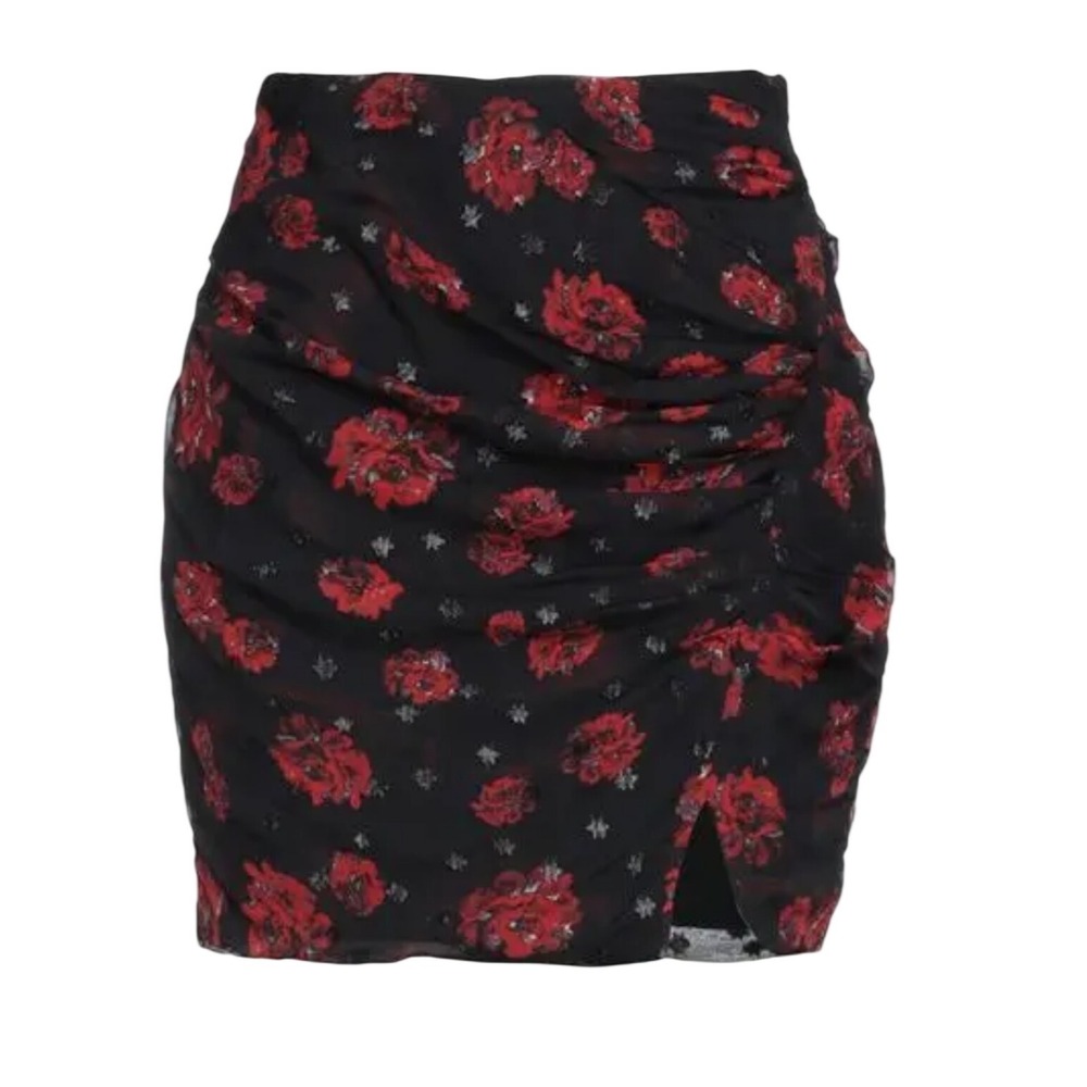 IRO Bootab Roses Black Floral Mini Skirt NWT $546 Sz 36 XS/S - Picture 2 of 9